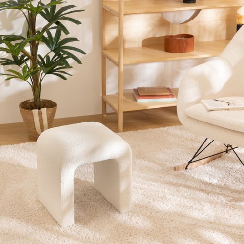 Pouf En Tissu à Bouclettes Blanc 41 X H 43 Cm