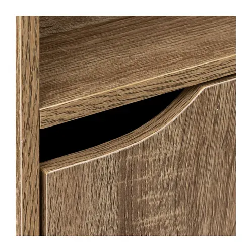 Meuble Etagère 2 Cases De Rangement 1 Porte Effet Bois Naturel H 67.6 Cm