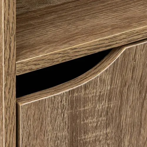 Meuble Etagère 2 Cases De Rangement 1 Porte Effet Bois Naturel H 67.6 Cm