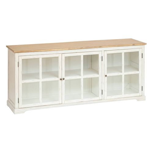 Buffet 3 Portes En Verre "olbia" 180x80cm Blanc