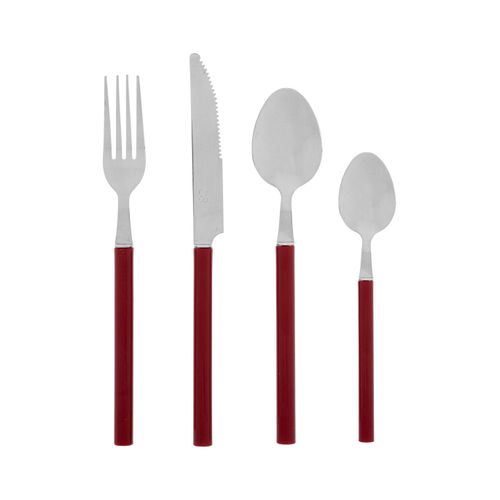Ménagère 24 Pièces Couverts En Inox Modèle Rouge Grenat