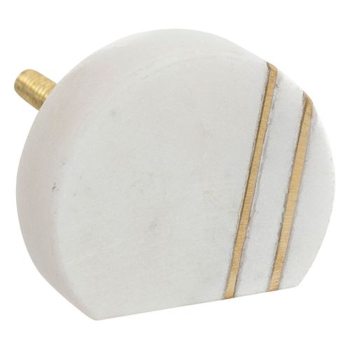 Boutons De Meuble X2 "maeva" En Marbre et Laiton D4cm Blanc