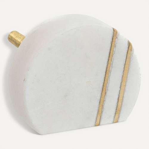 Boutons De Meuble X2 "maeva" En Marbre et Laiton D4cm Blanc