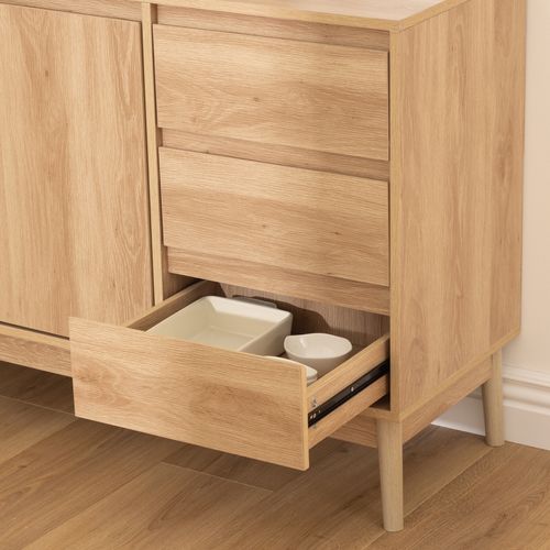 Buffet 120 cm 3 tiroirs ABANA effet chêne naturel
