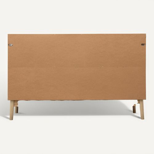 Buffet 120 cm 3 tiroirs ABANA effet chêne naturel vue de derrière