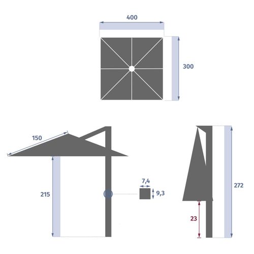 Parasol Décentré Melhia 4x3 M Oléfine Anthracite Hespéride