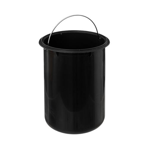 Poubelle En Métal Noir Marbré Et Couvercle En Bambou 3 L