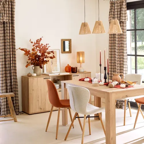 Suspension 3 lumières L. 65 cm GIADA Beige vue d'ambiance 1