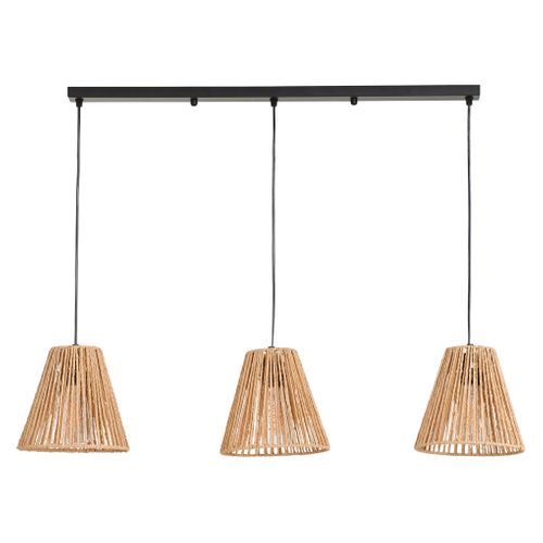Suspension 3 lumières L. 65 cm GIADA Beige vue de face