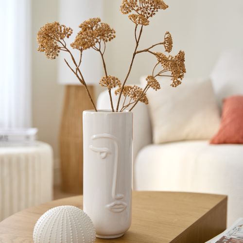 Vase forme visage H. 25 cm SOLEYA Blanc vue d'ambiance 1