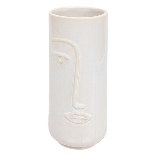Vase forme visage H. 25 cm SOLEYA Blanc vue de face