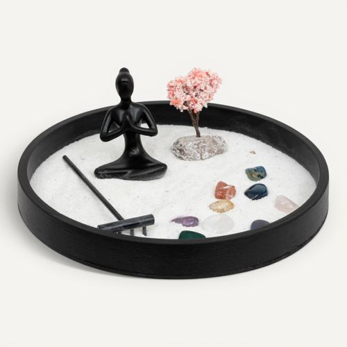 Jardin zen bois Ø 22 cm ISANA Noir vue de face