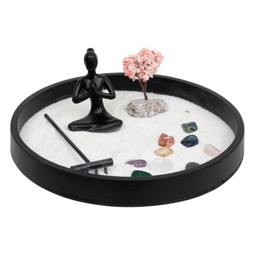 Jardin zen bois Ø 22 cm ISANA Noir vue 3/4