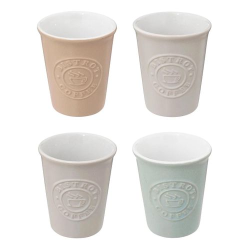 Lot De 4 Tasses à Café "léo" 10cl Multicolore