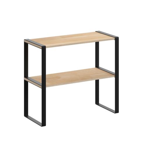 Étagère 2 Niveaux En Métal Noir L 40 X P 17,5 X H 35 Cm