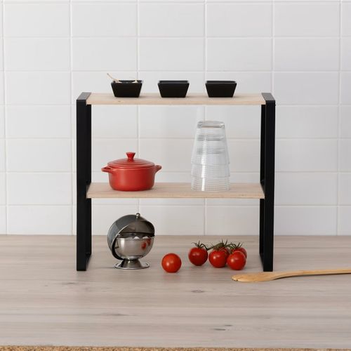 Étagère 2 Niveaux En Métal Noir L 40 X P 17,5 X H 35 Cm