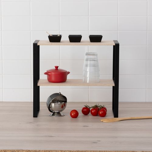 Étagère 2 Niveaux En Métal Noir L 40 X P 17,5 X H 35 Cm