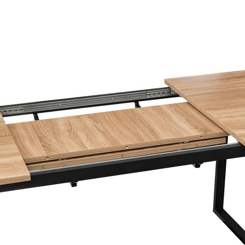 Table à Manger Extensible Effet Chêne Pour 6 à 8 Personnes Aliaj - Beige