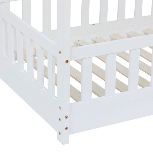 Lit Cabane Enfant Bosco En Pin - Blanc 90x190 Cm