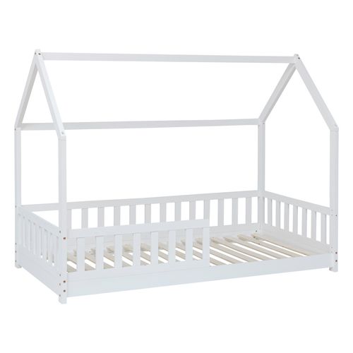 Lit Cabane Enfant Bosco En Pin - Blanc 90x190 Cm