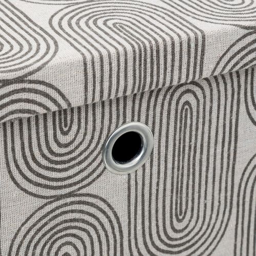 Boite De Rangement Avec Couvercle 31 X 31 X 31 Cm Tissu Gris et Blanc