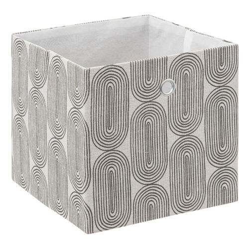 Boite De Rangement Avec Couvercle 31 X 31 X 31 Cm Tissu Gris et Blanc