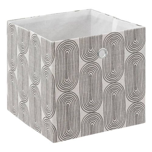 Boite De Rangement Avec Couvercle 31 X 31 X 31 Cm Tissu Gris et Blanc