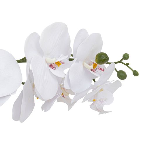 Plante Artificielle Orchidée Blanche Pot En Céramique Bicolore H 52 Cm