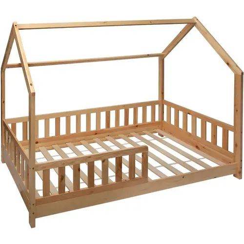 Lit Cabane Pour Enfant En Bois Naturel 80x160