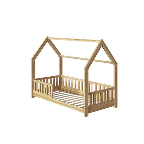 Lit Cabane Pour Enfant En Bois Naturel 80x160