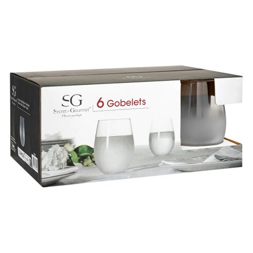Lot De 6 Gobelets Bas "givrés" 54cl Transparent