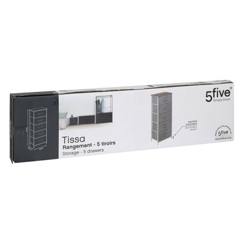 Rangement Haut 5 Tiroirs Gris Clair "tissa"