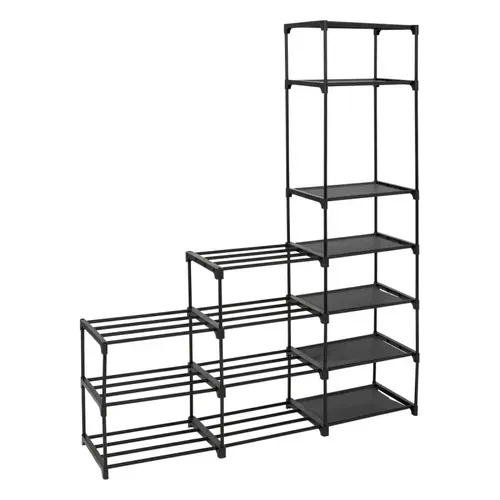 Etagère à Chaussures Métal Et Tissu 32 Paires - Noir