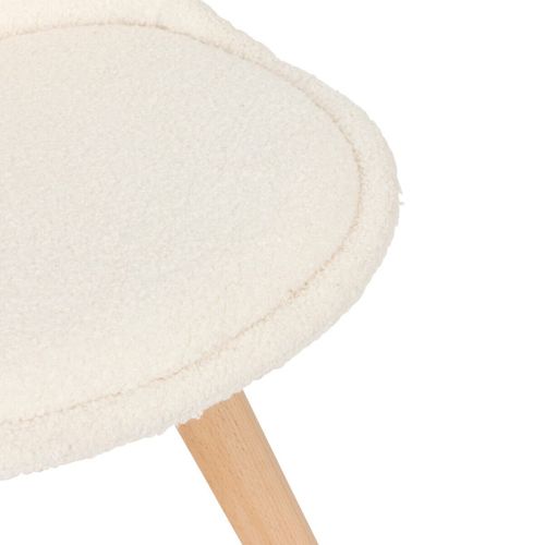 Chaise De Table Tissu Blanc à Bouclettes Et Pieds En Bois