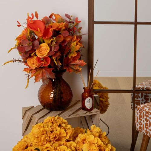 Bouquet D'automne Artificiel Mix De Fleurs Et Feuilles H 55 Cm
