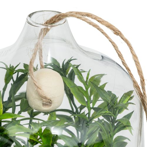 Plante Artificielle Terrarium à Suspendre En Verre H 15 Cm