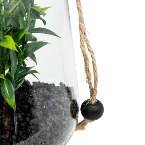 Plante Artificielle Terrarium à Suspendre En Verre H 15 Cm