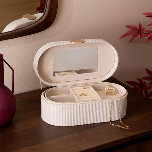 Boîte à Bijoux En Velours "enya" 25cm Beige