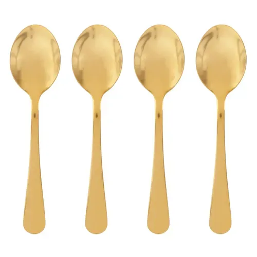 Lot De 4 Cuillères à Café En Inox "gold" 13cm Doré