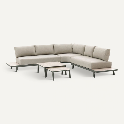 Salon De Jardin D'angle En Aluminium 7 Places Pulpy - Vert Laurier
