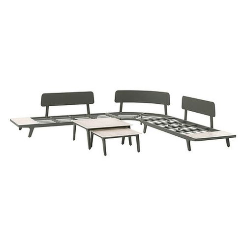 Salon De Jardin D'angle En Aluminium 7 Places Pulpy - Vert Laurier