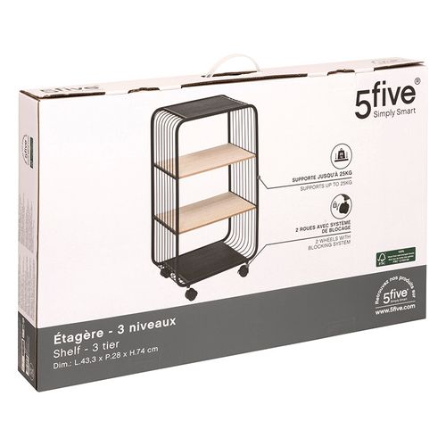 Desserte 3 étagères MONTREAL Gris foncé / Naturel vue détaillée