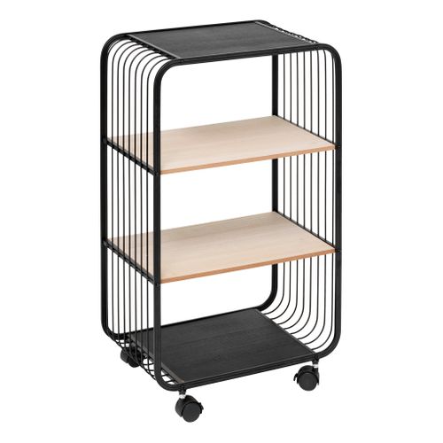 Desserte 3 étagères MONTREAL Gris foncé / Naturel vue 3/4