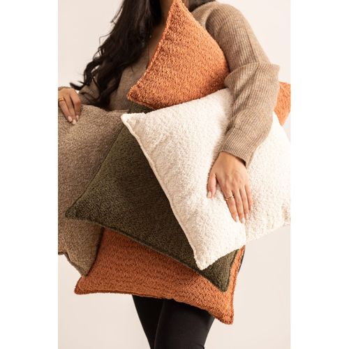 Coussin Décoratif Bouclette Terracotta 45 X 45 Cm