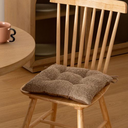 Galette De Chaise Soana Bouclette Beige Lin 38x38cm
