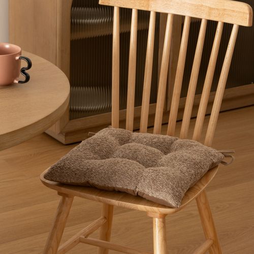 Galette De Chaise Soana Bouclette Beige Lin 38x38cm