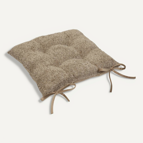 Galette De Chaise Soana Bouclette Beige Lin 38x38cm