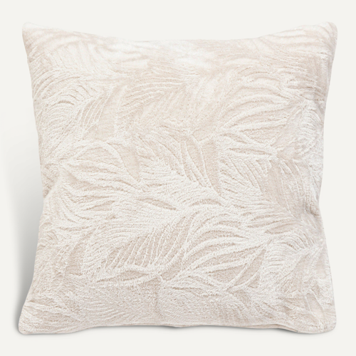 Coussin Décoratif Flanelle Beige Lin Motif En Relief 40 X 40 Cm