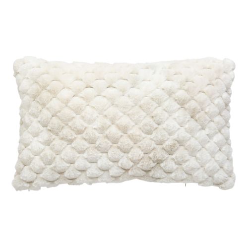 Coussin Décoratif Jacquard Fourrure Beige 38 X 58 Cm