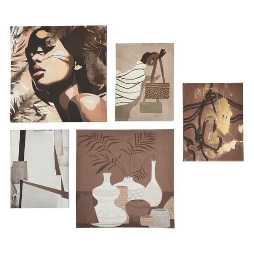 Assorti set 5 toiles 25x25 cm CYNTHIA Marron vue 3/4